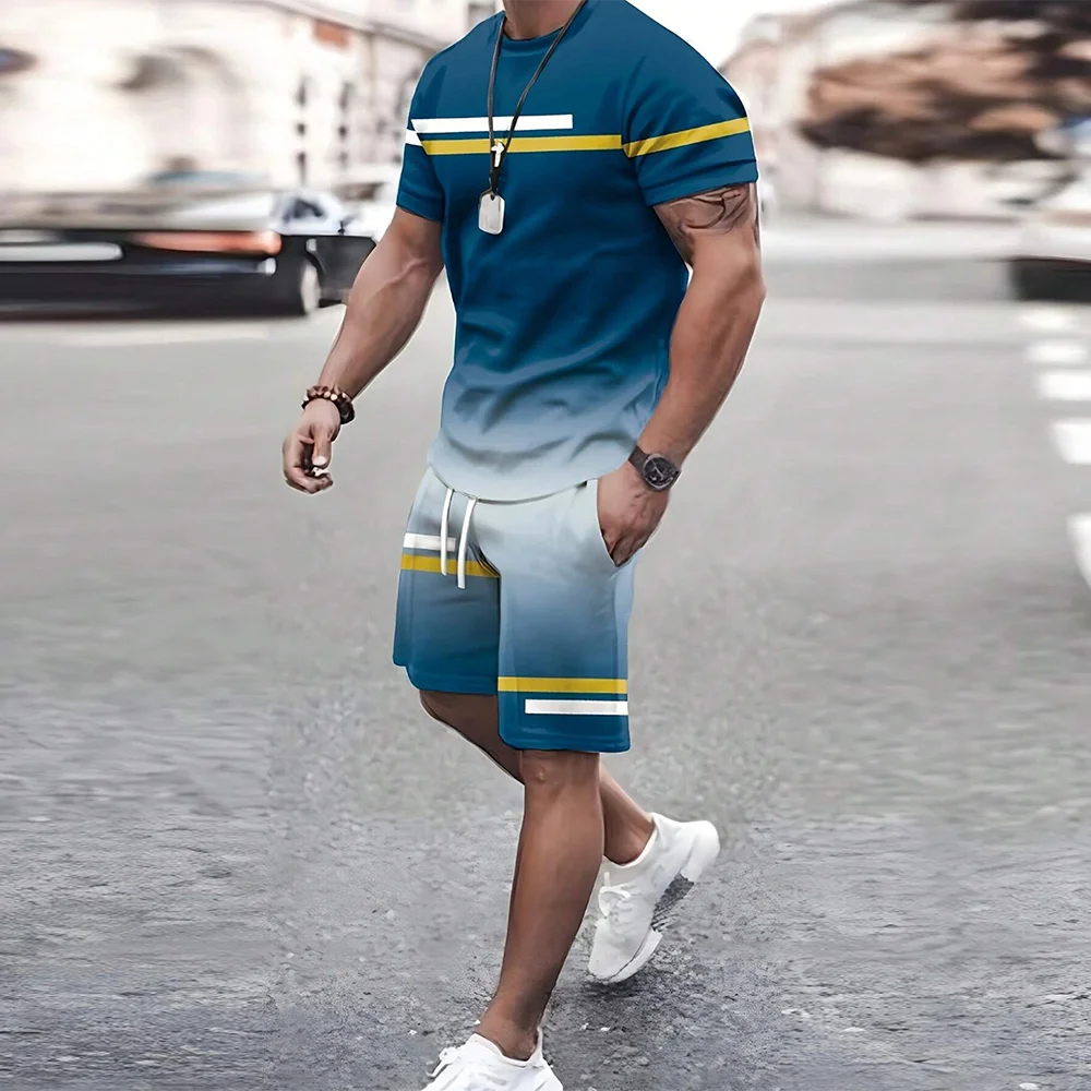 2024 New 3D Men Oversized Loose Quick Drying Summer Suit Trendy Summer Casual Also Suitable For Sports Shorts Short Sleeved