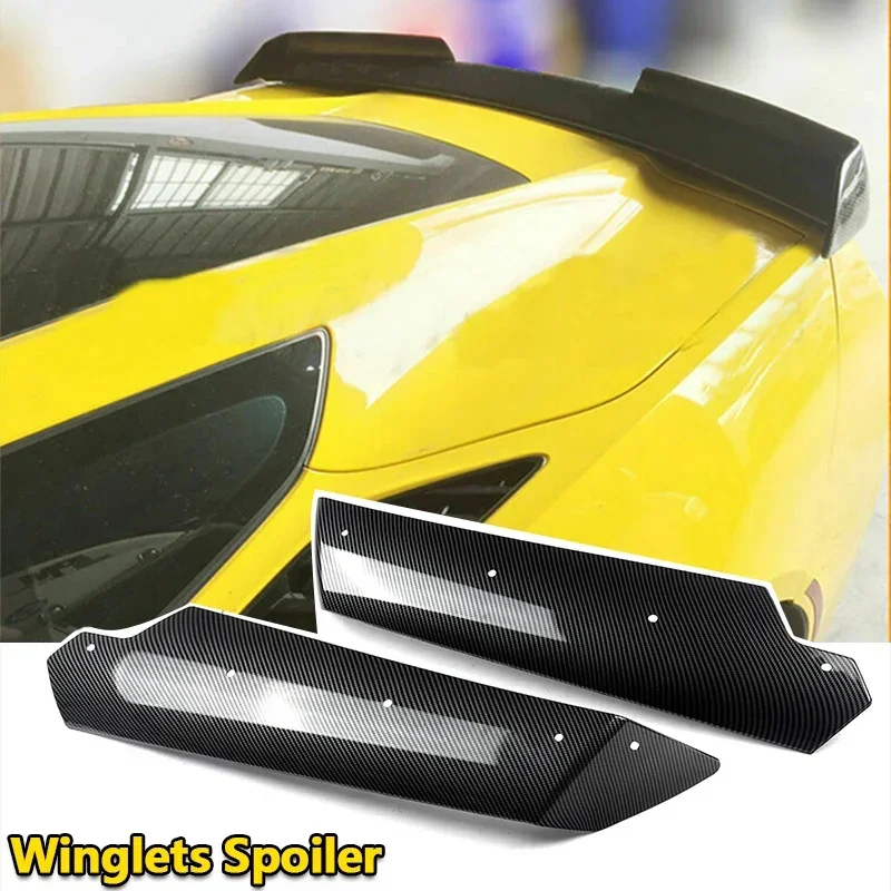 For Corvette C7 2014-2019 Stage 2 Rear Trunk Spoiler Side Winglets Gloss Black