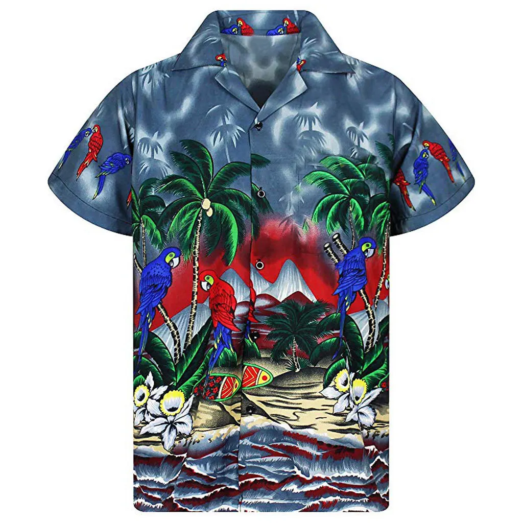 Baju desainer pria, kemeja motif 3D ukuran besar, 2024, bepergian Hawaii, pantai Harajuku motif bunga Camisa Masculino musim panas