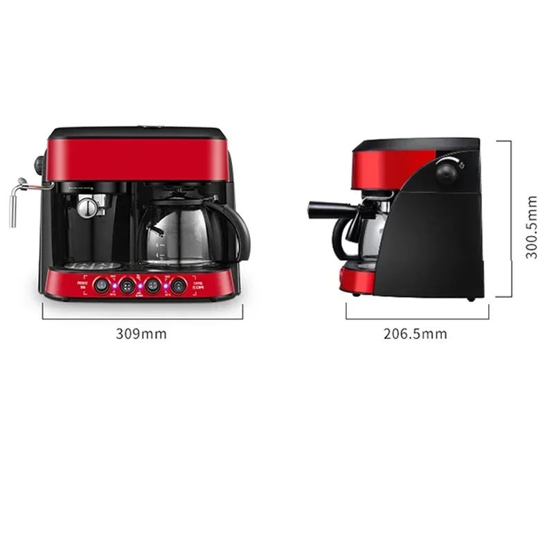 Модернизированная кофеварка для дома, небольшого офиса, коммерческого использования, полуавтоматическая, итальянская, американская, универсальная, двойного назначения, вспенивание молока
