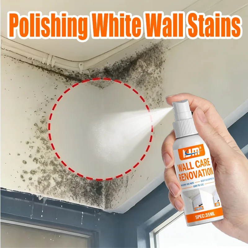 KJM Wall Mold Remover Spray 35ml- Powerful Stain Cleaner for Wallpaper, Ceilings & Wall Corners, No-Damage & Fast-Acting