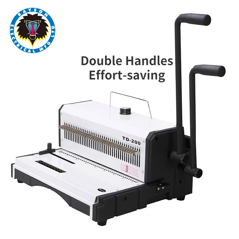 Professional F3 Manual Wire Binder, Rayson TD-200 Book Binding Machine, 40 Holes, 3:1, Punch 20 Bind 130 Sheets, Office, School