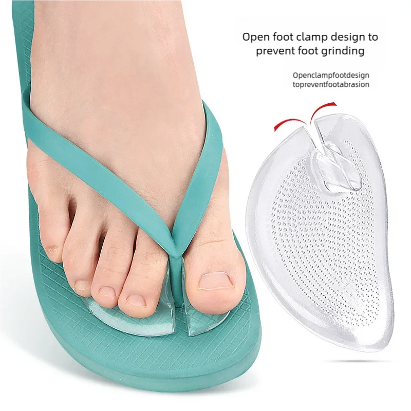 1pair/2pcs Silicone Slippers Sandals Forefoot Pad Flip-flop Pad Clip Foot Pads Foot Care Massage Particle Non-slip Cushion
