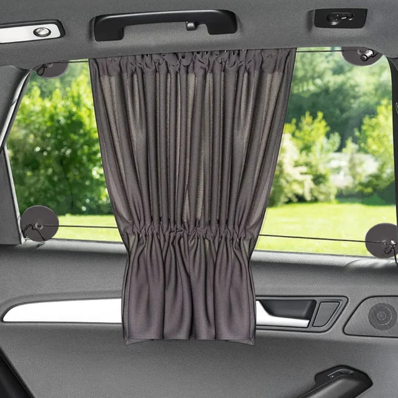 2Pc Auto Gordijn Zuignap Warmte Isolatie Zonnescherm Zijraam Privacy Zonnebrandcrème Warmte Isolatie Zonnescherm Interieur Accessoires