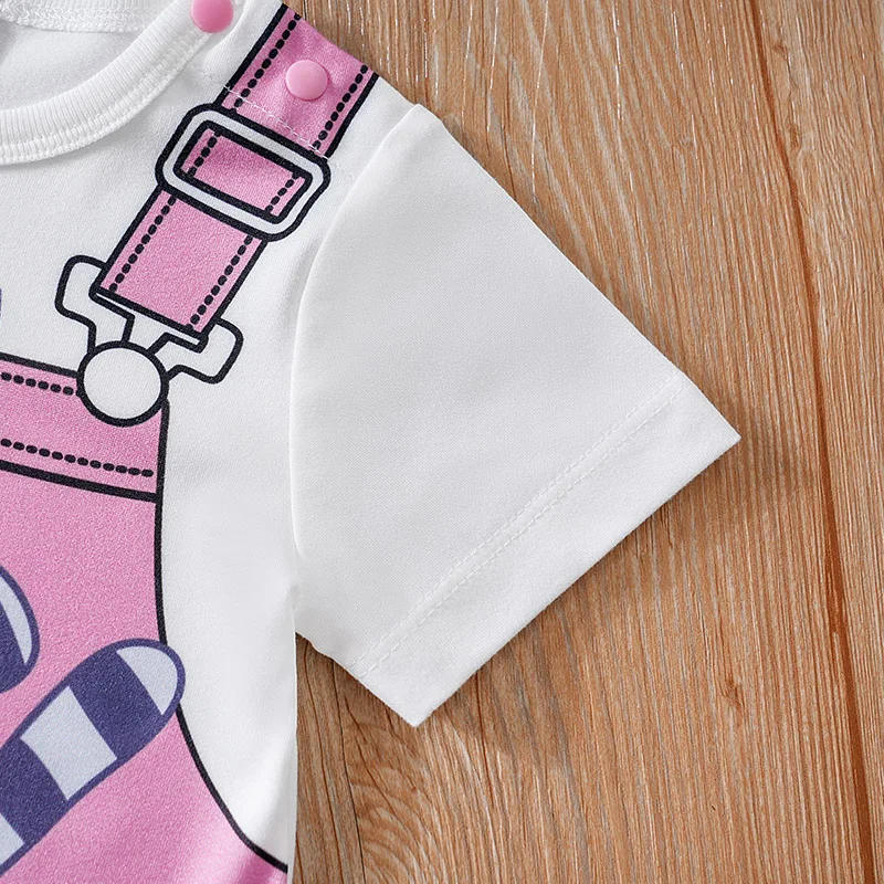 Baby Clothes Cute Cartoon Raccoon Strap Casual Comfortable Soft 0-18 Boys And Girls Summer Round Neck Short Sleeve Baby Jumpsuit