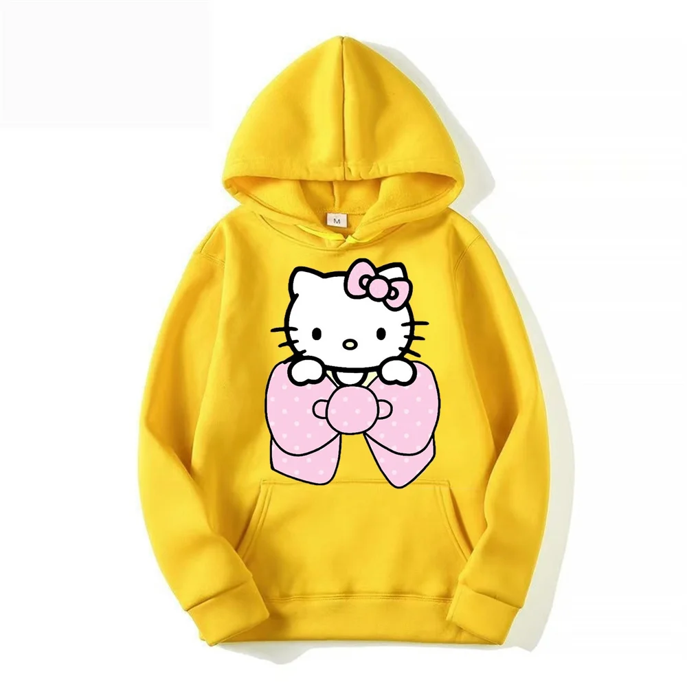 Moletom anime Hello Kitty feminino e masculino, pulôver kawaii rosa, com capuz grande, casual, nova moda, primavera, outono, 2022