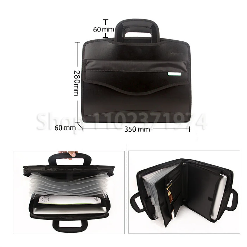 Men Women A4 Document Bag Waterproof Briefcase Portable Stationery Book Wallet iPad Bag Office Home Tools Sorting Handbag