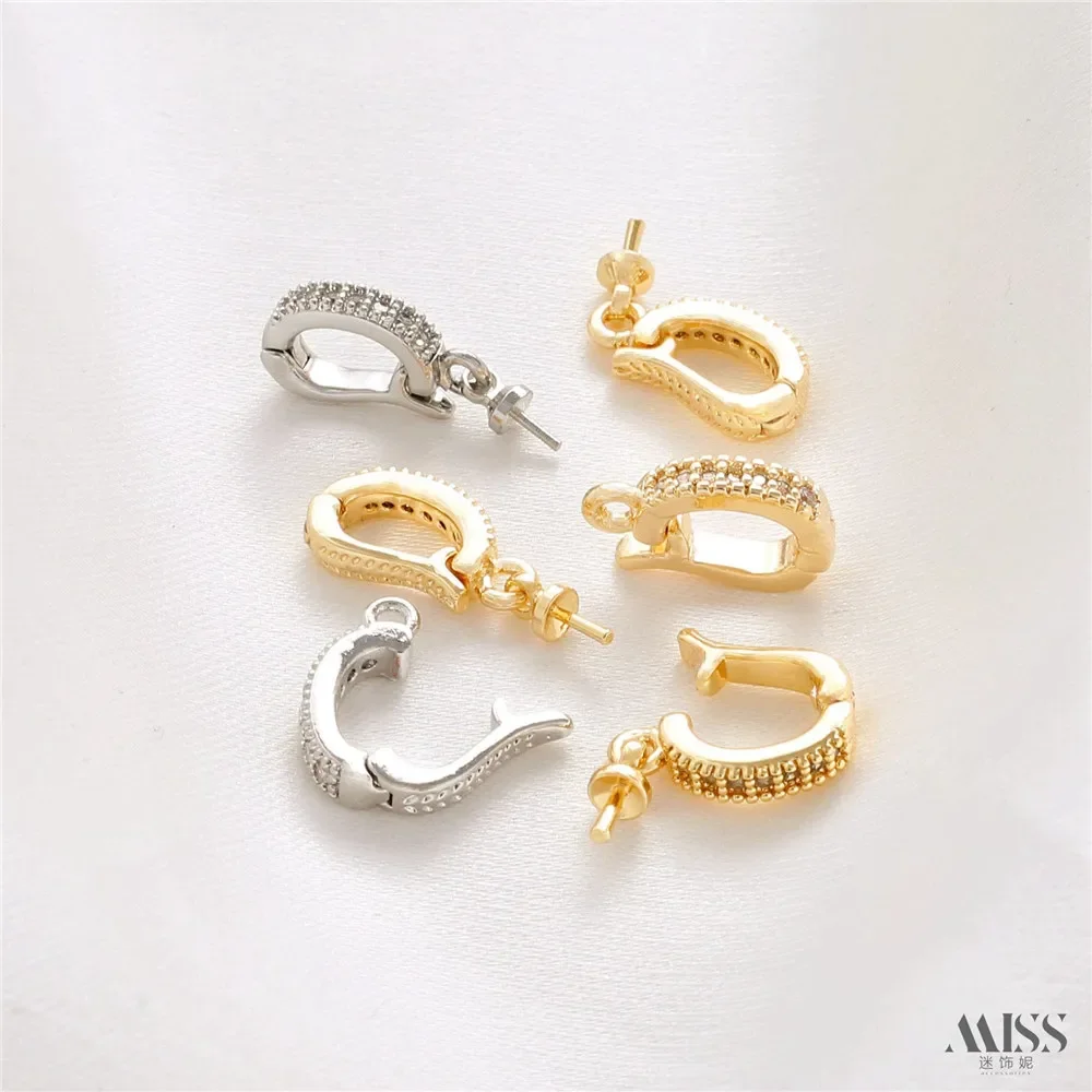 

14K Gold Color Zircon with Sheep's Eye Needle Support Pendant Universal Buckle Pendant Buckle DIY Pearl Necklace Accessories.