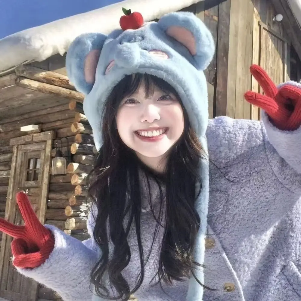 الحلو لطيف سدادات حماية الأذن قبعة الكورية نمط الكرتون الفيل قبعة دافئة يندبروف سميكة أفخم البلوز القبعات الخريف والشتاء #5