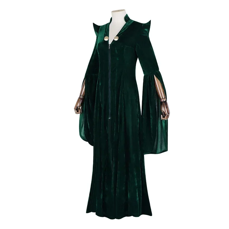 Professor Minerva McGonagall Dark Green Dress Robe Cape Hat Velvet Cosplay Costume Halloween Carnival Suit