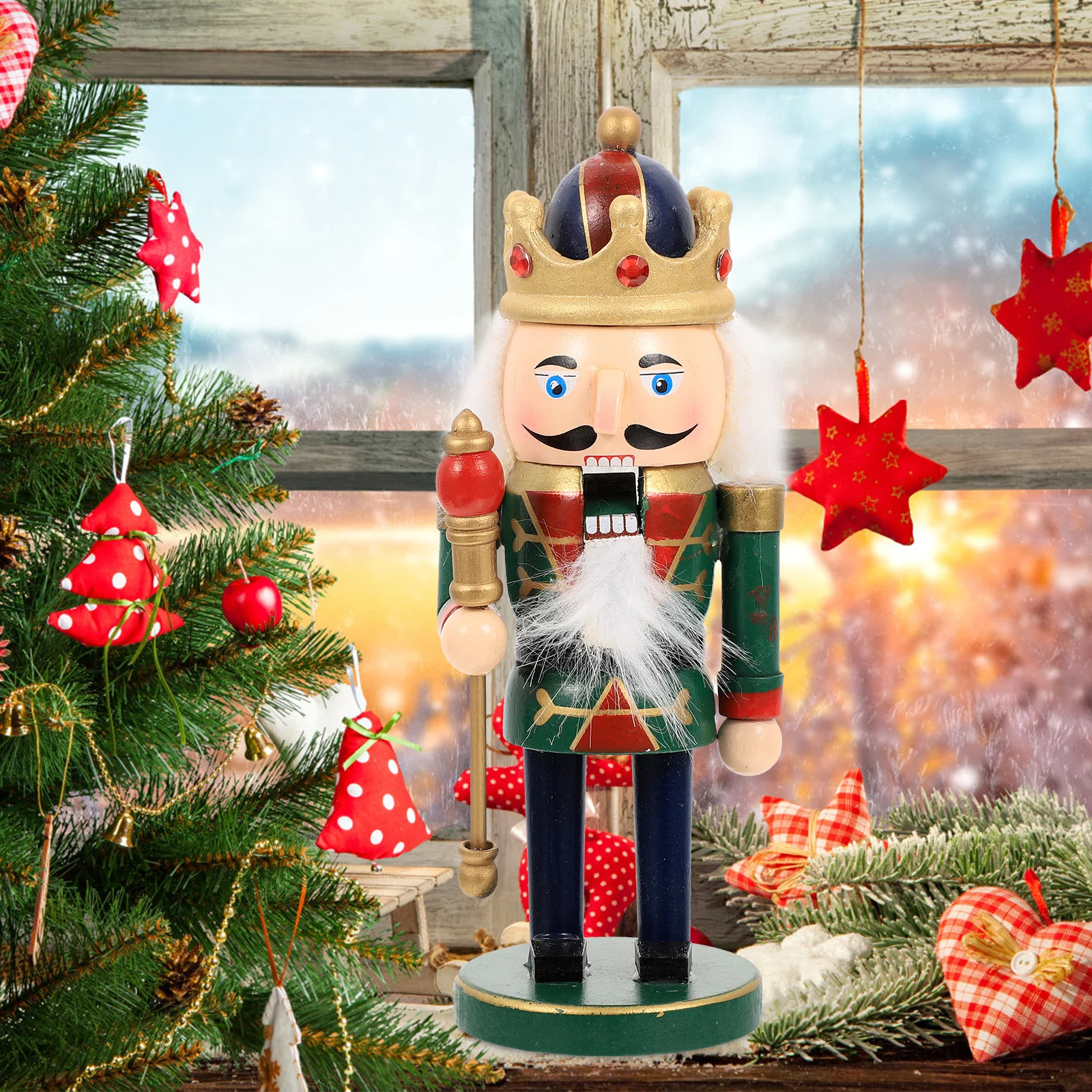 

Nutcracker Soldier Wooden Xmas Nutcracker Ornament Tabletop Decoration Holiday Xmas Gift Vintage Home Decor Window Decor