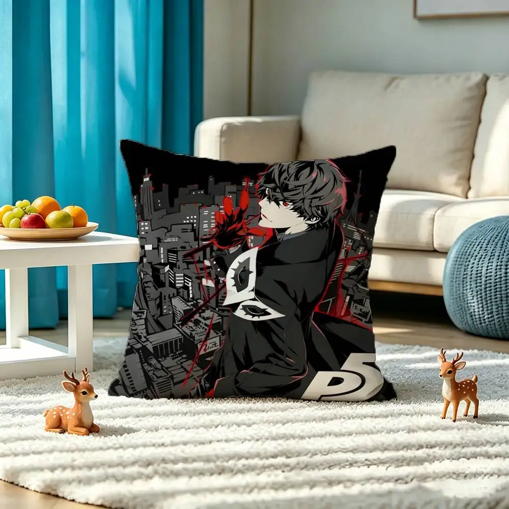 Classic Anime P-Persona 5 Square Double-Sided printed Pillow Case Bedroom Bedside Pillow Sofa Cushion Cover