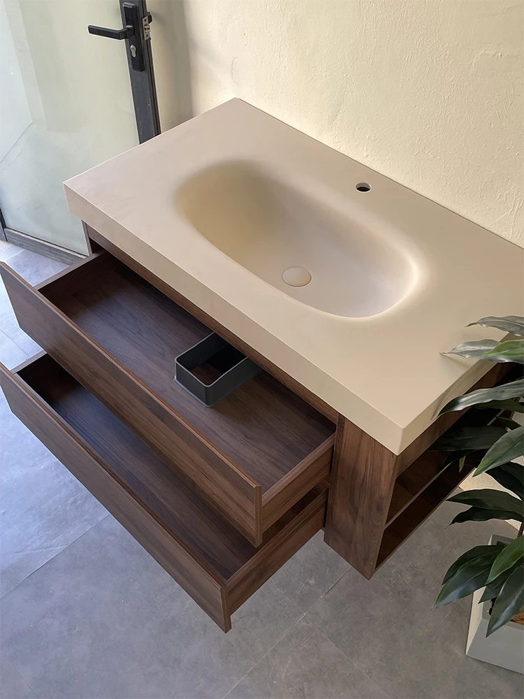 Retro Corian bathroom cabinet combination domestic pure acrylic integrated washbasin