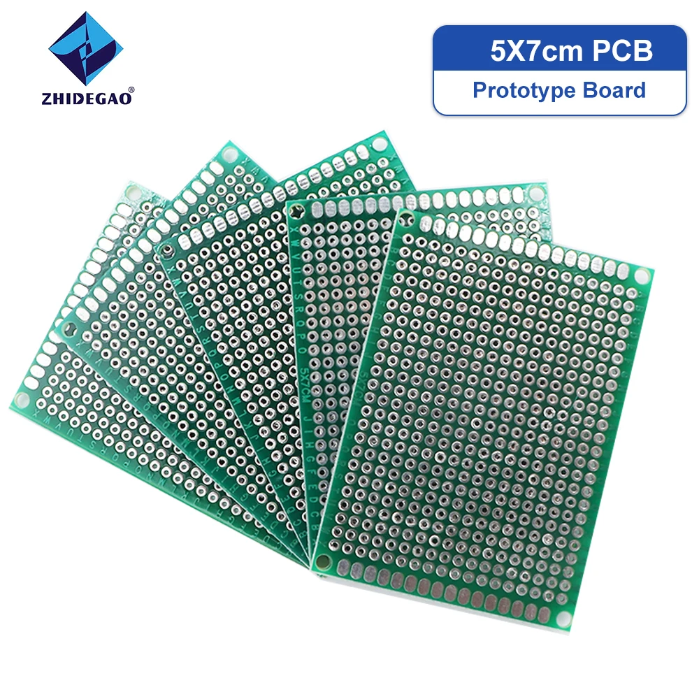 5pcs 5X7cm PCB ต้นแบบบอร์ดวงจร Protoboard Universal 5*7 ซม.แผงวงจรพิมพ์สําหรับ Arduino การทดลอง