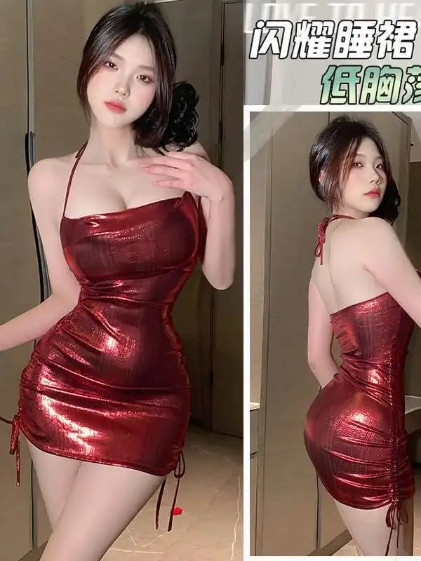 セクシーなパープルスパイシーガールセクシーなナイトクラブヒップハグタンクミニドレス女性制服魅惑的な背中の開いたドレスエレガントな甘い NNN7