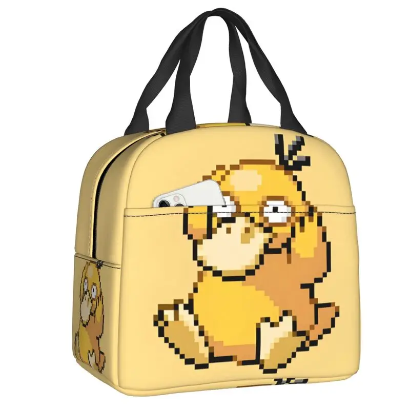 

Custom Anime P-Psyducks Thermal Insulated Lunch Bags Women Portable Lunch Container for Kids School Children Storage Food Box