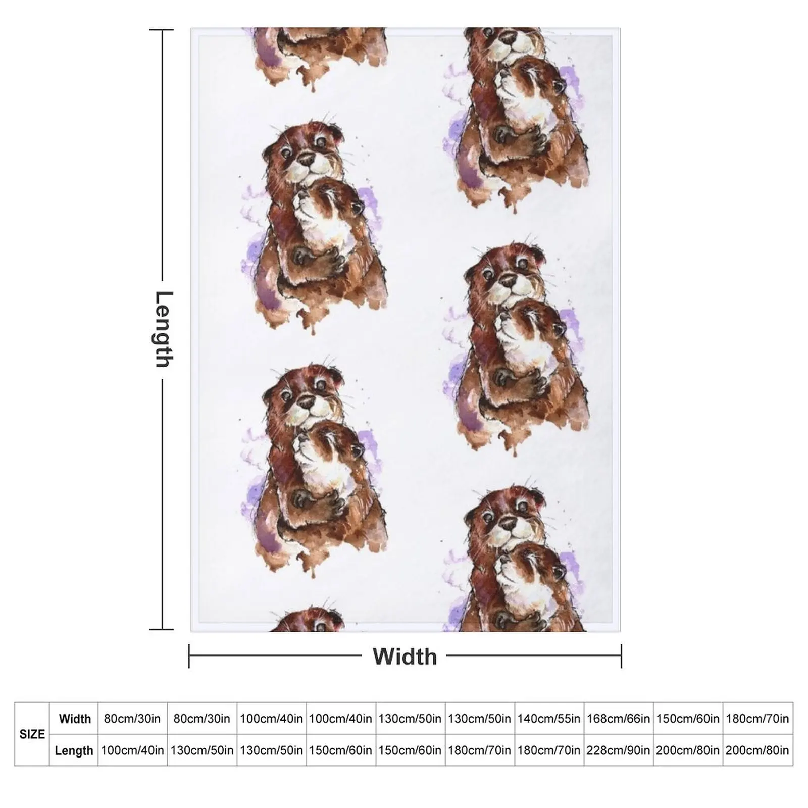Otters Watercolour Throw Blanket Beach For Baby Blankets Sofas Of Decoration Extra Large Throw Retros Vintage Blankets