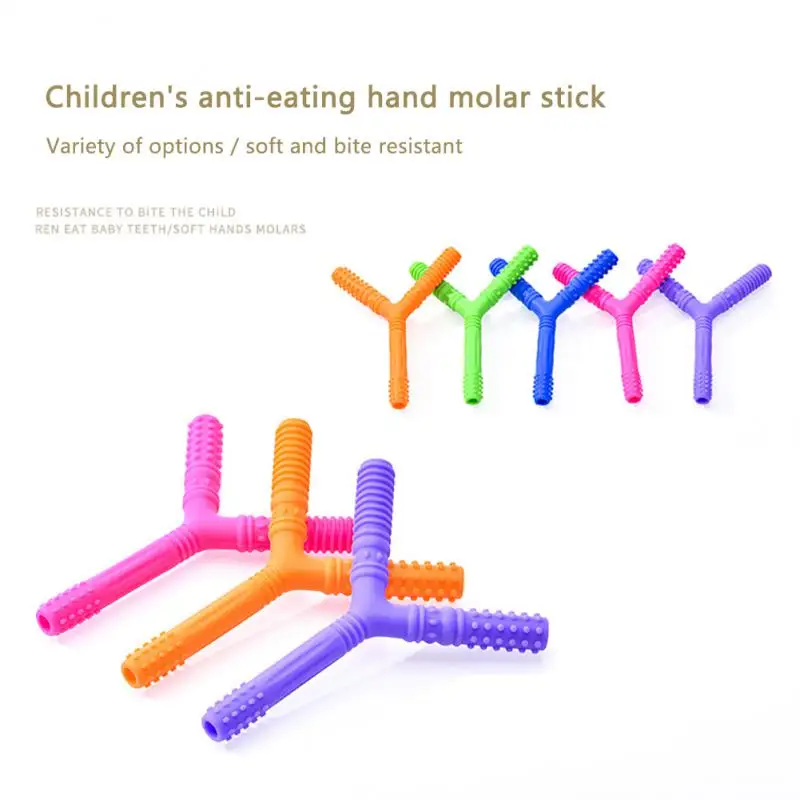 1~10PCS Kids Chewing Tube Y-Shape Chewy Teether Baby Oral Motor Chew Autism Sensory Therapy Toys Speech Therapy Tool Hollow Tube