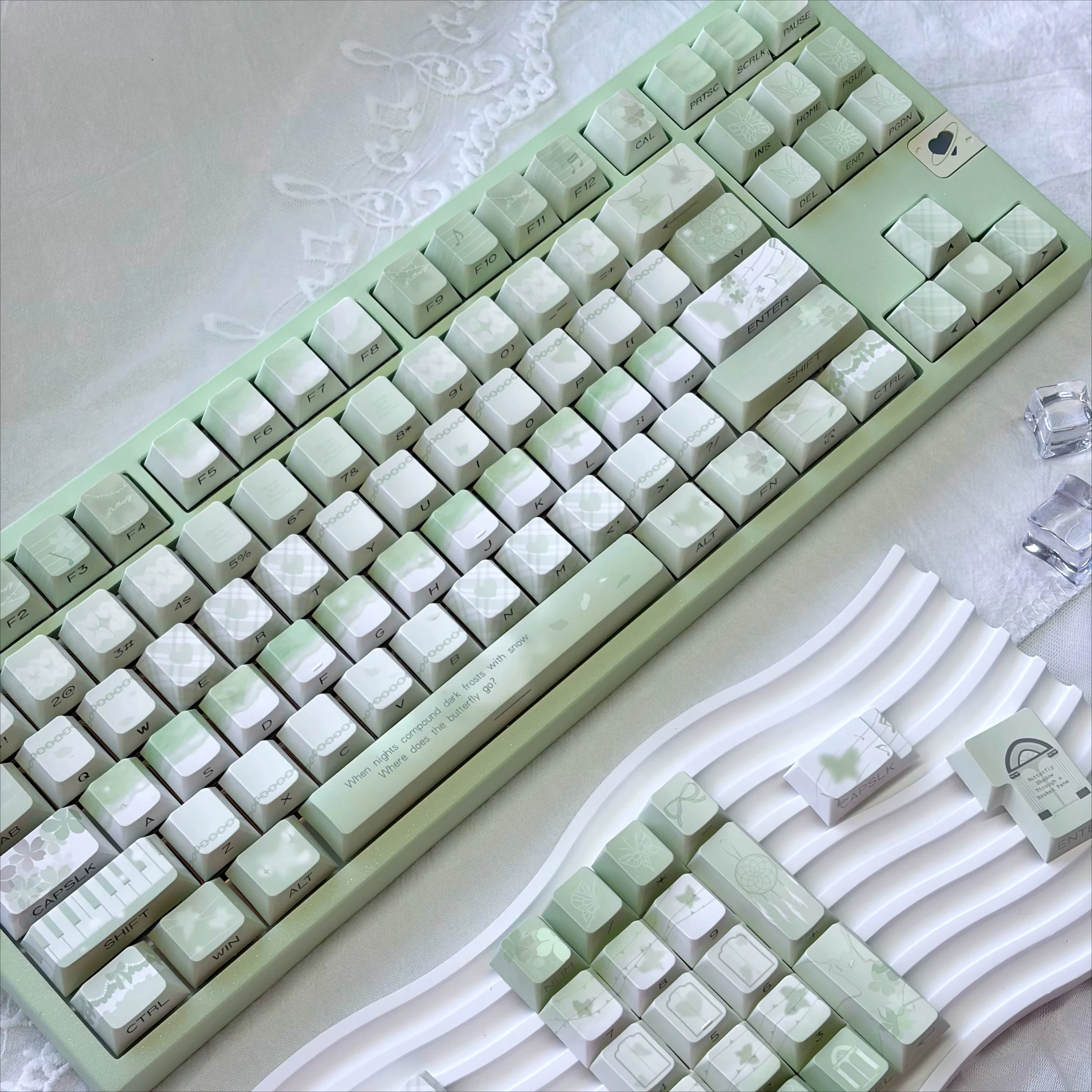 MAIMOOO Keycap Broken Window Butterfly Shadow Red Green Blue Purple Pink Side Translucent Cherry PBT Mechanical Keyboard Keycap