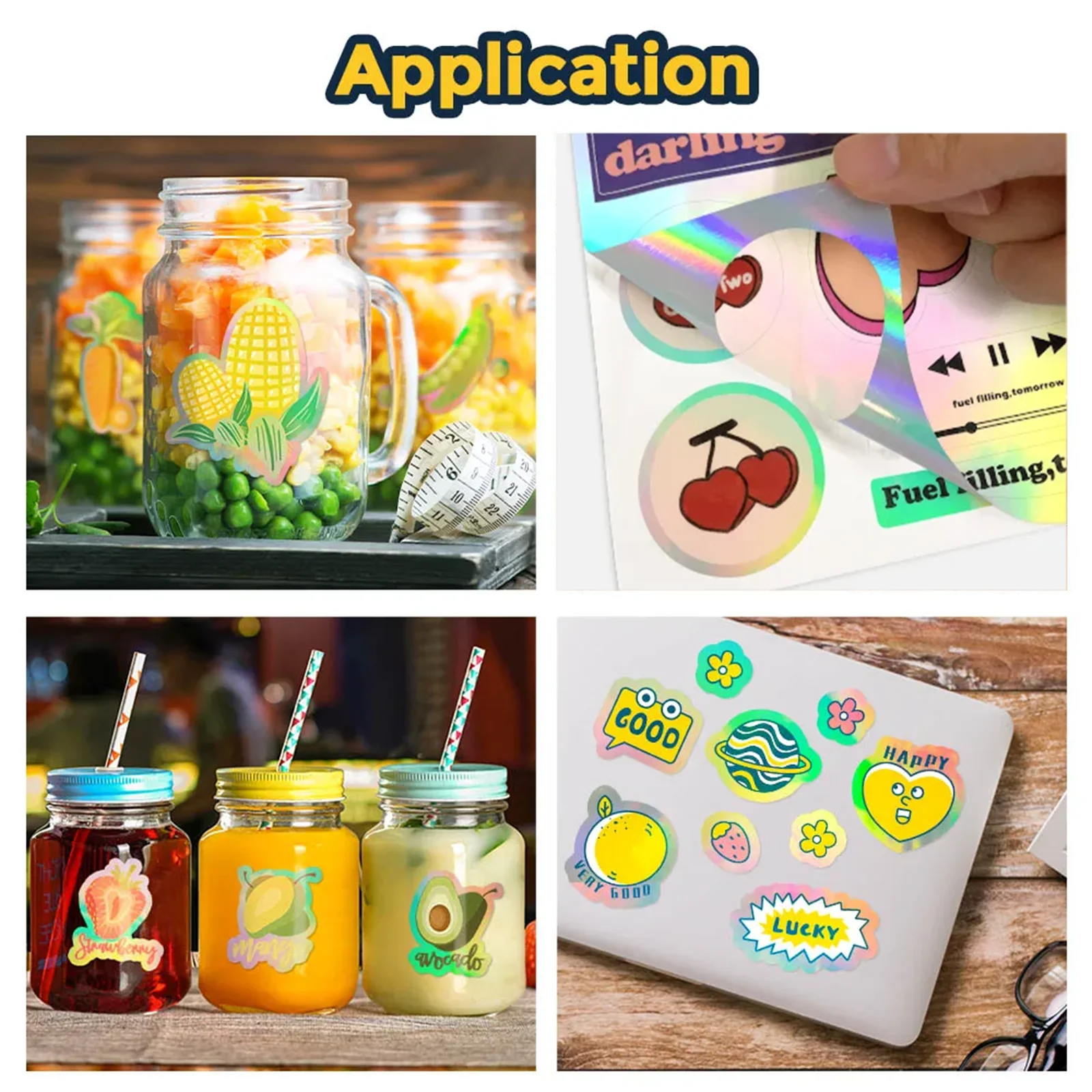 20 Sheets A4 Holographic Rainbow Vinyl Stickers Paper 8.3x11.7 Inch Waterproof Self-Adhesive for Inkjet & Laser Printing