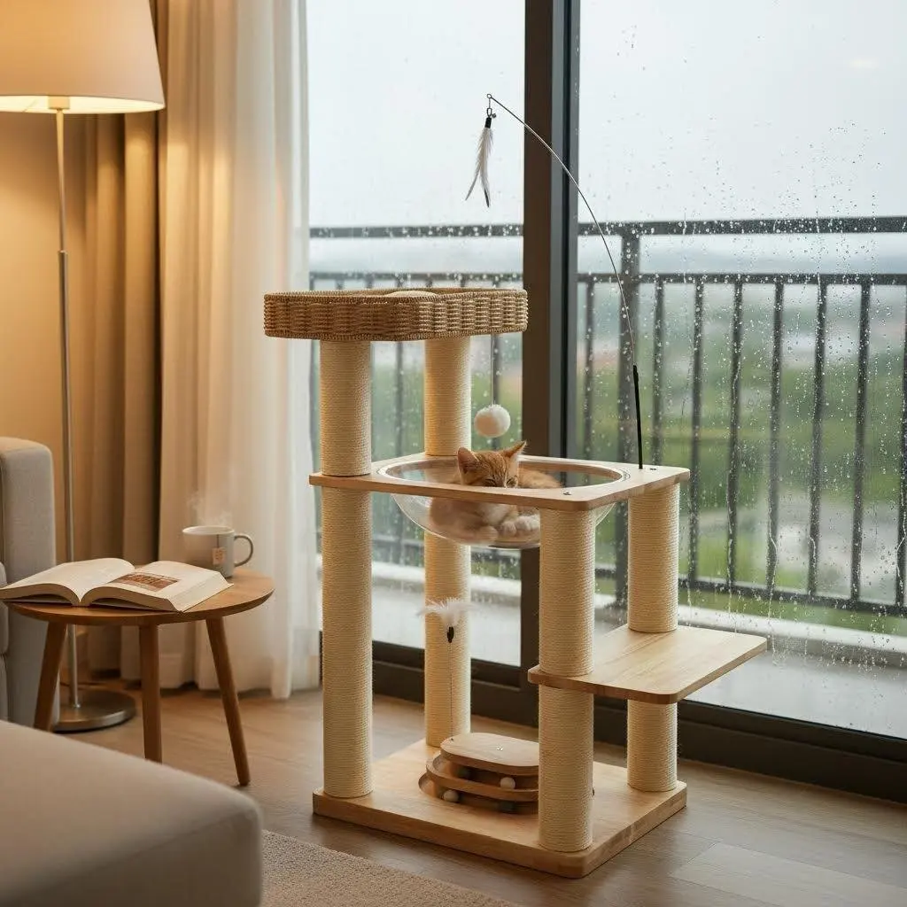 

Solid wood cat climbing frame cat tree integrated climbing frame does not occupy a cat nest cat scratching board balcony indoor