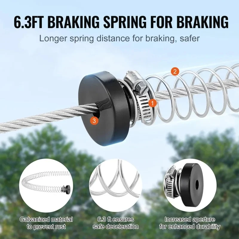 /0/0/0 FT Zipline Kit Up to 0 lbs Backyard Outdoor Playground Entertainment Stainls Steel Safety Harns