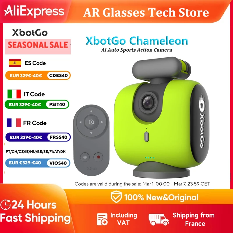 Caméra d'action de sport automatique XbotGo Chameleon AI - Caméra de football 4K 60FPS et caméra de suivi de basket-ball pour les sports d'équipe