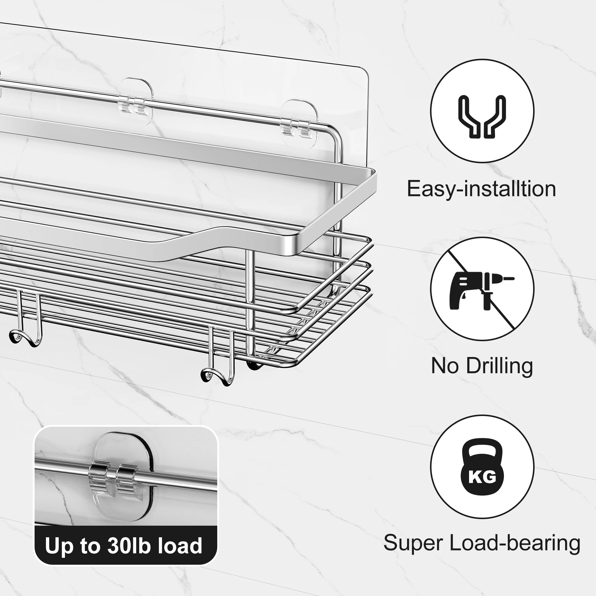 Toilet Storage Rack Bathroom Shelves Soap Holder Hooks No-Drill Wall Mounted Shower Bracket Kitchen Accessory Shampoo Organizer