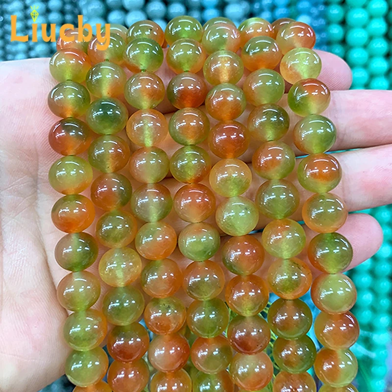 Smooth Natural Stone Mango chalcedony Beads DIY Subcultures Space Bracelet Accessories For Jewelry Making 15