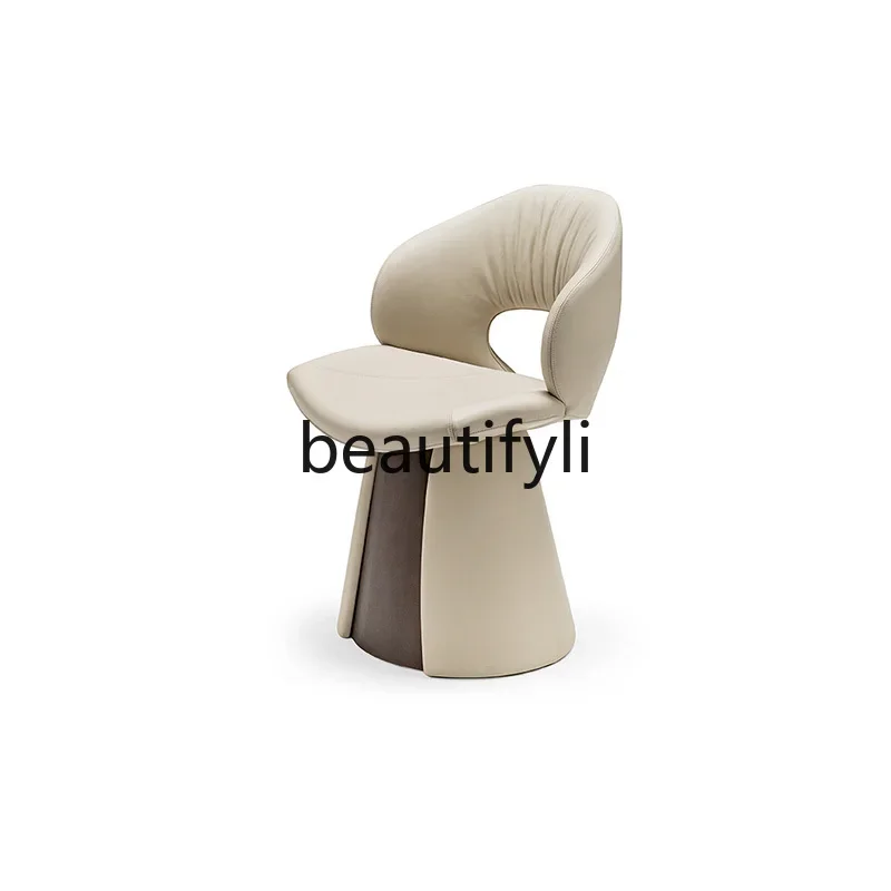 

Italian light luxury dining chair high-end stainless steel high-end creative cone back makeup chair