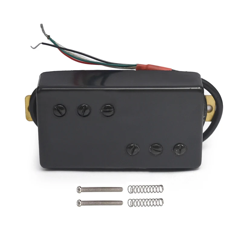 Two Line 3+3 Brass Cover Humbucker Guitar Pickup 4 Coil Cable 7.5k/15k Coil Splitting Pickup for LP Guitar Black