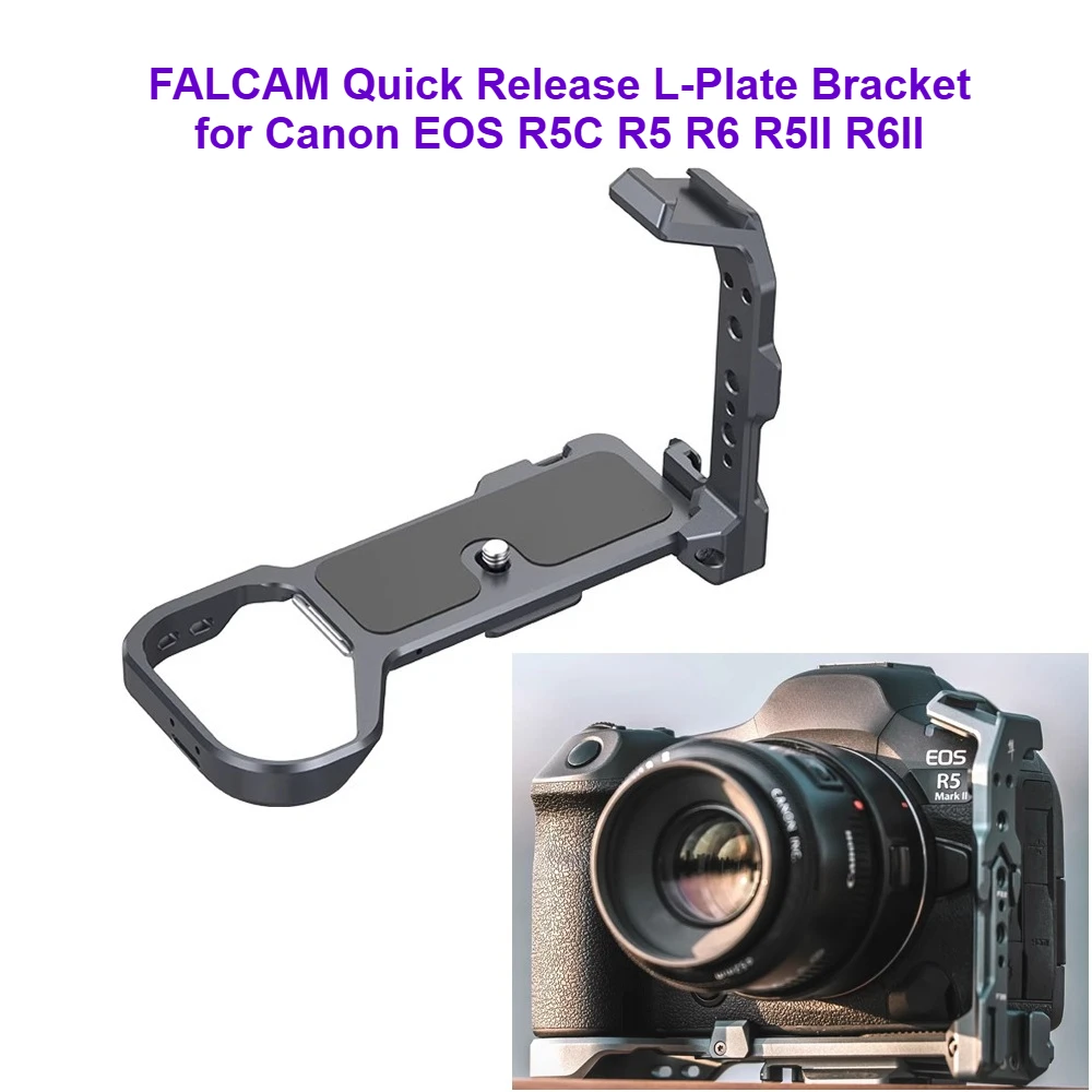 FALCAM Quick Release L-Plate Bracket for Canon EOS R5C R5 R6 R5II R6II  - Fast Mounting System for Gimbal, Tripod, Slider