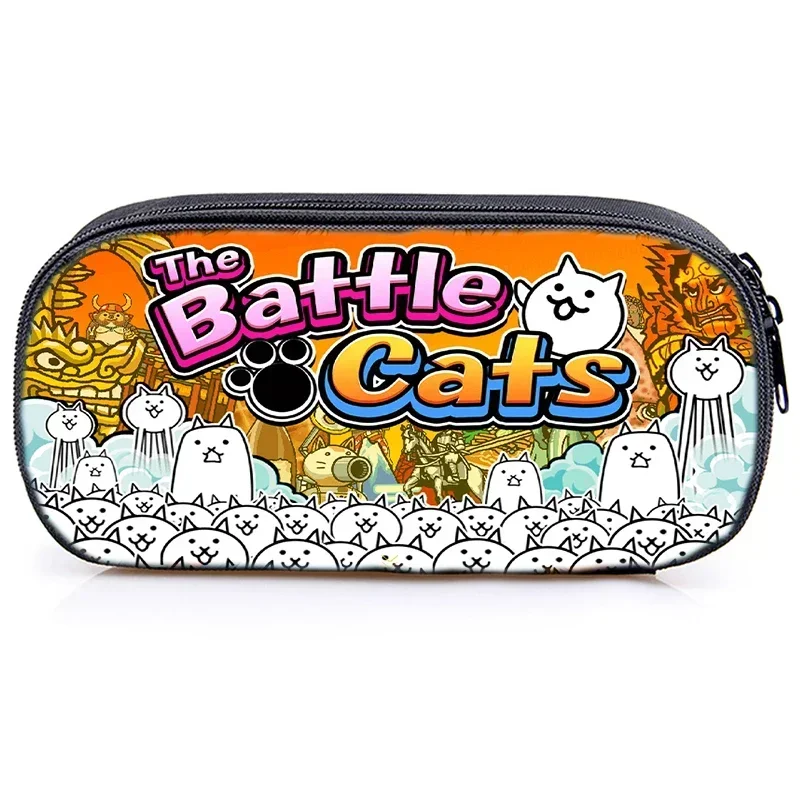 Multifunctional Children Pencil Bag The Battle Cats Print Pencil Case Cosmetic Cases Makeup Box Waterproof School Stationery Bag