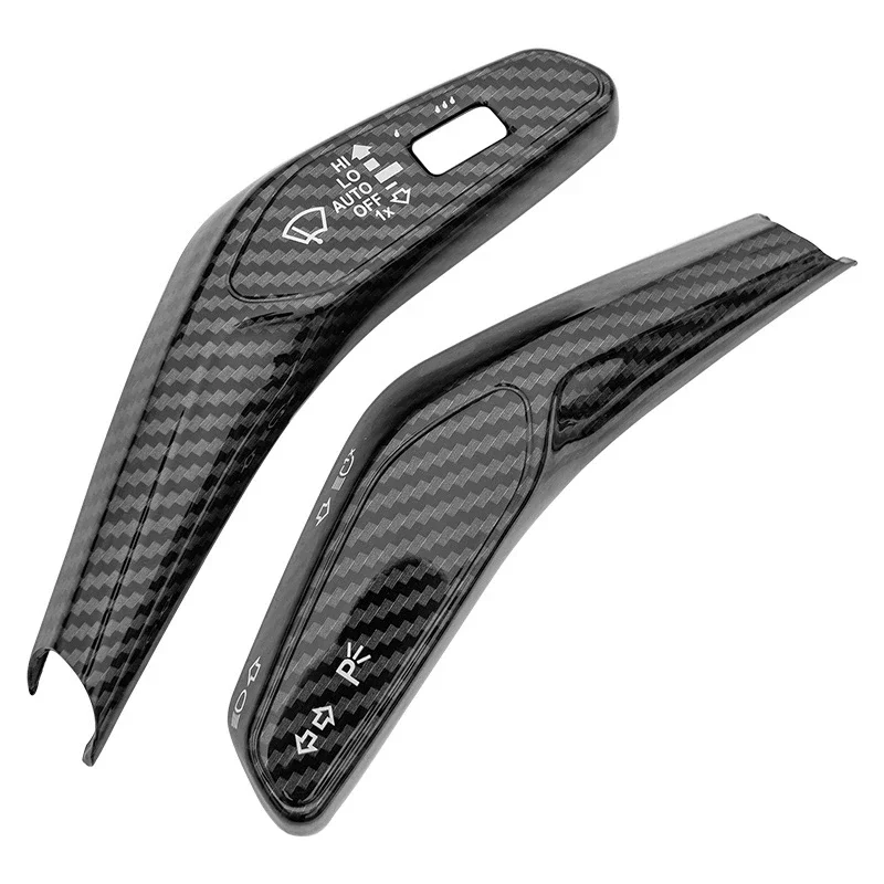 LHD Carbon Car Steering Wheel Headlight Switch Control Cover Wiper Switch Trim For Audi A4 B9 A6 C8 Q5 Q7 Q8 6
