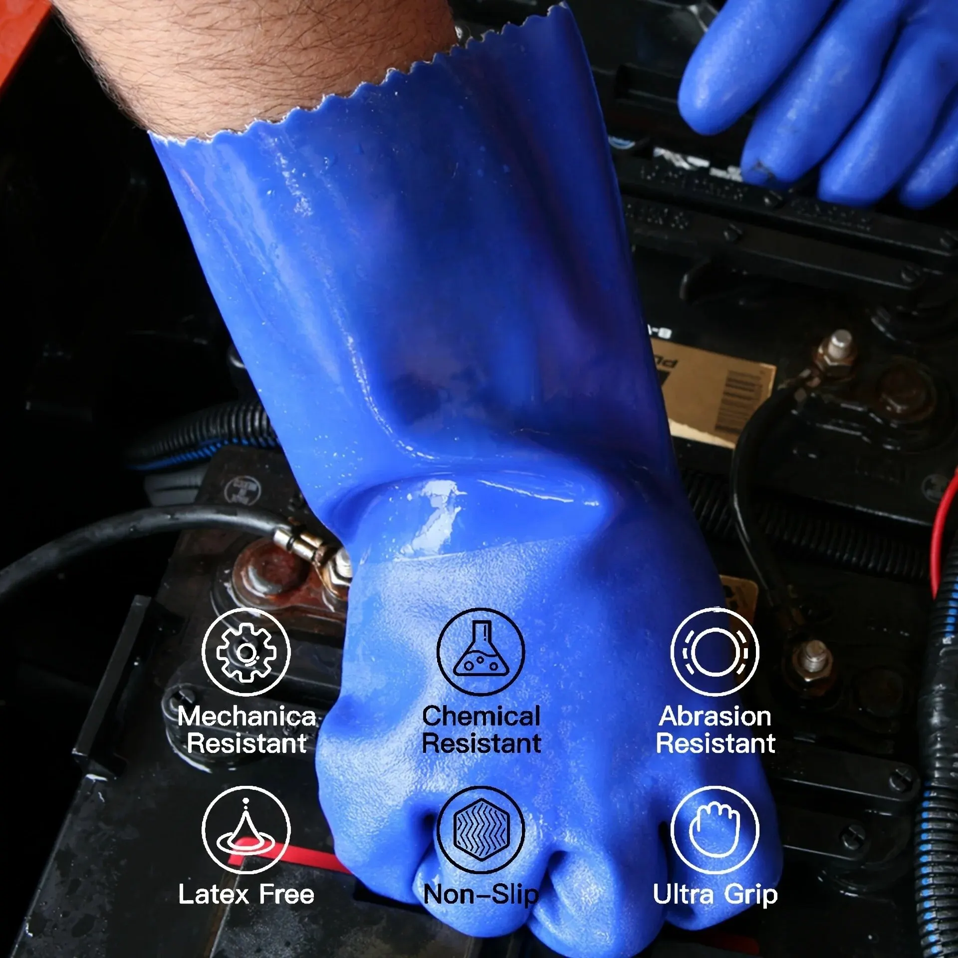 Premium PVC Work Gloves: Waterproof, Oil & Chemical Resistant, Anti-Slip, Thickened for Durable Hand Protection