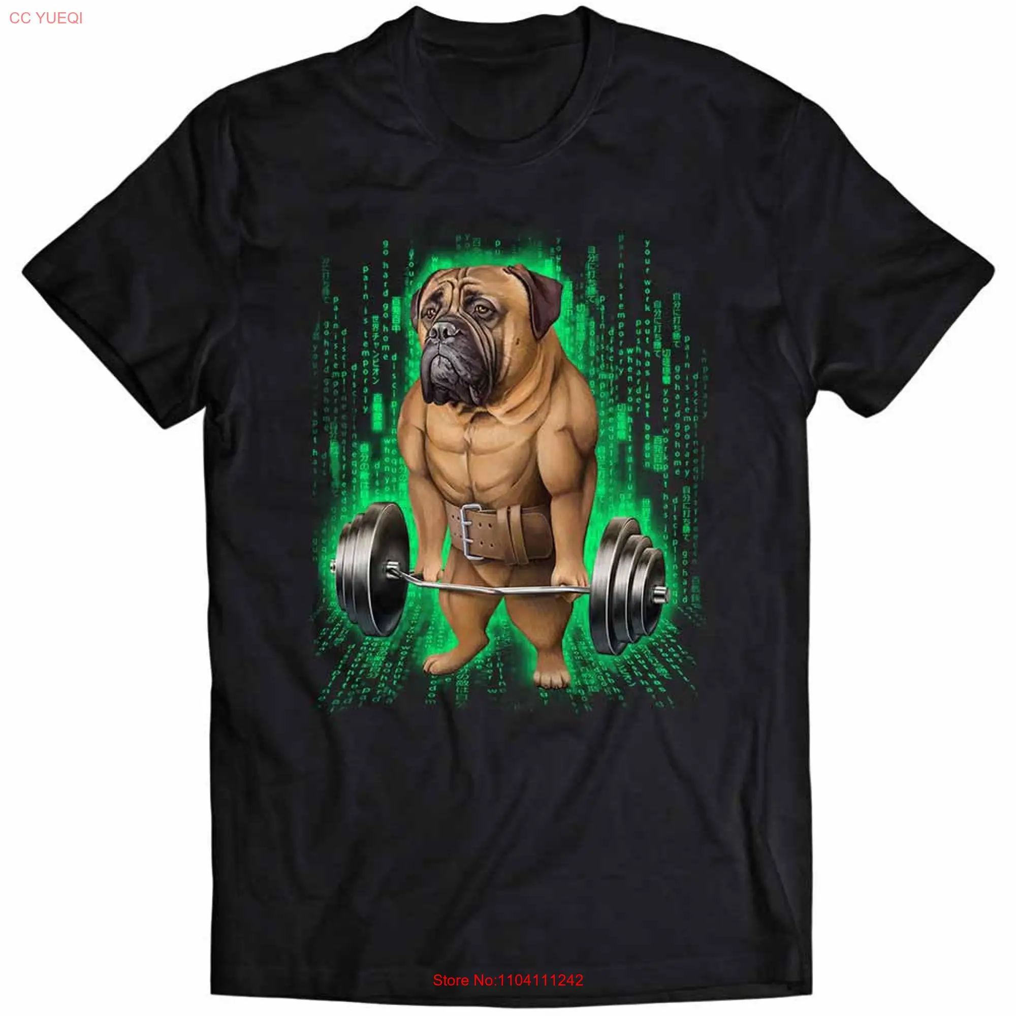 Bullmastiff Dog Muscle Training with Barbell Shrug Bar in Cyber Gym  Youth T Shirt PrintStarT long or short sleeves