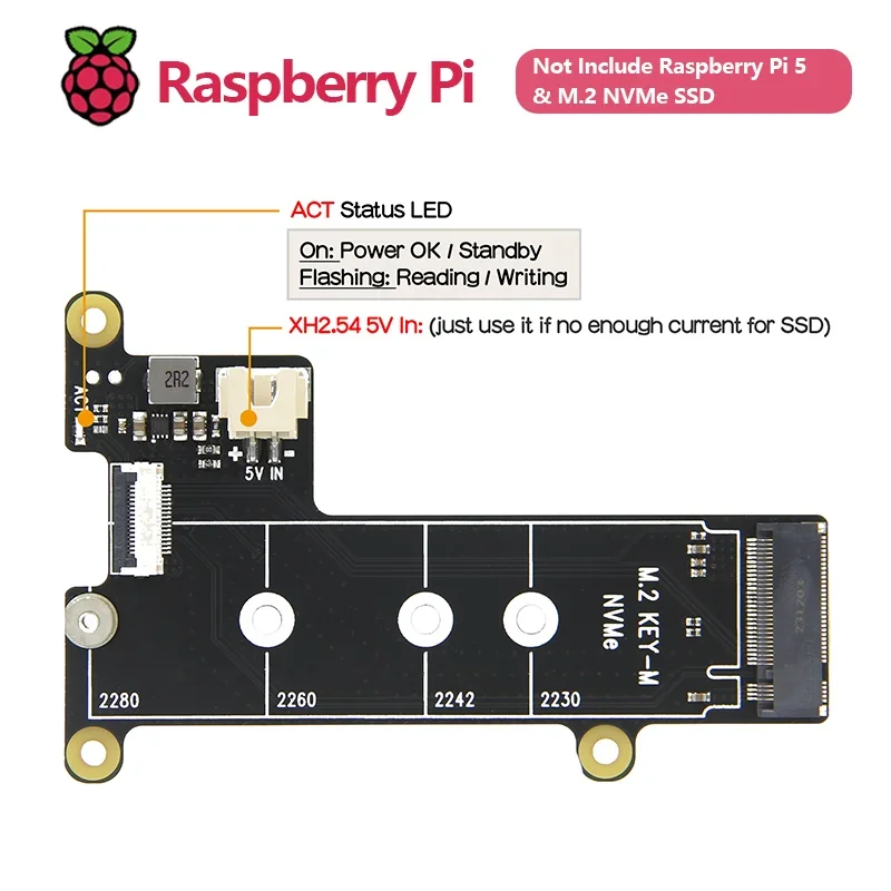 SmCpGeekworm X1001 PCIe To NVMe Shield With Metal Case For Raspberry Pi 5