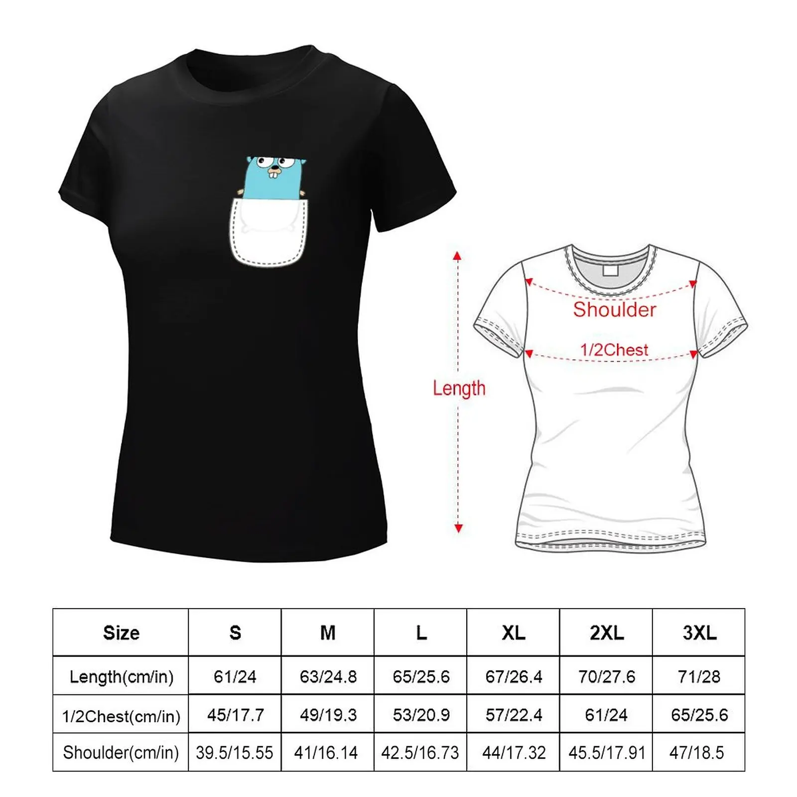 Golang Pocket T-Shirt summer tops tees oversized workout shirts for Women