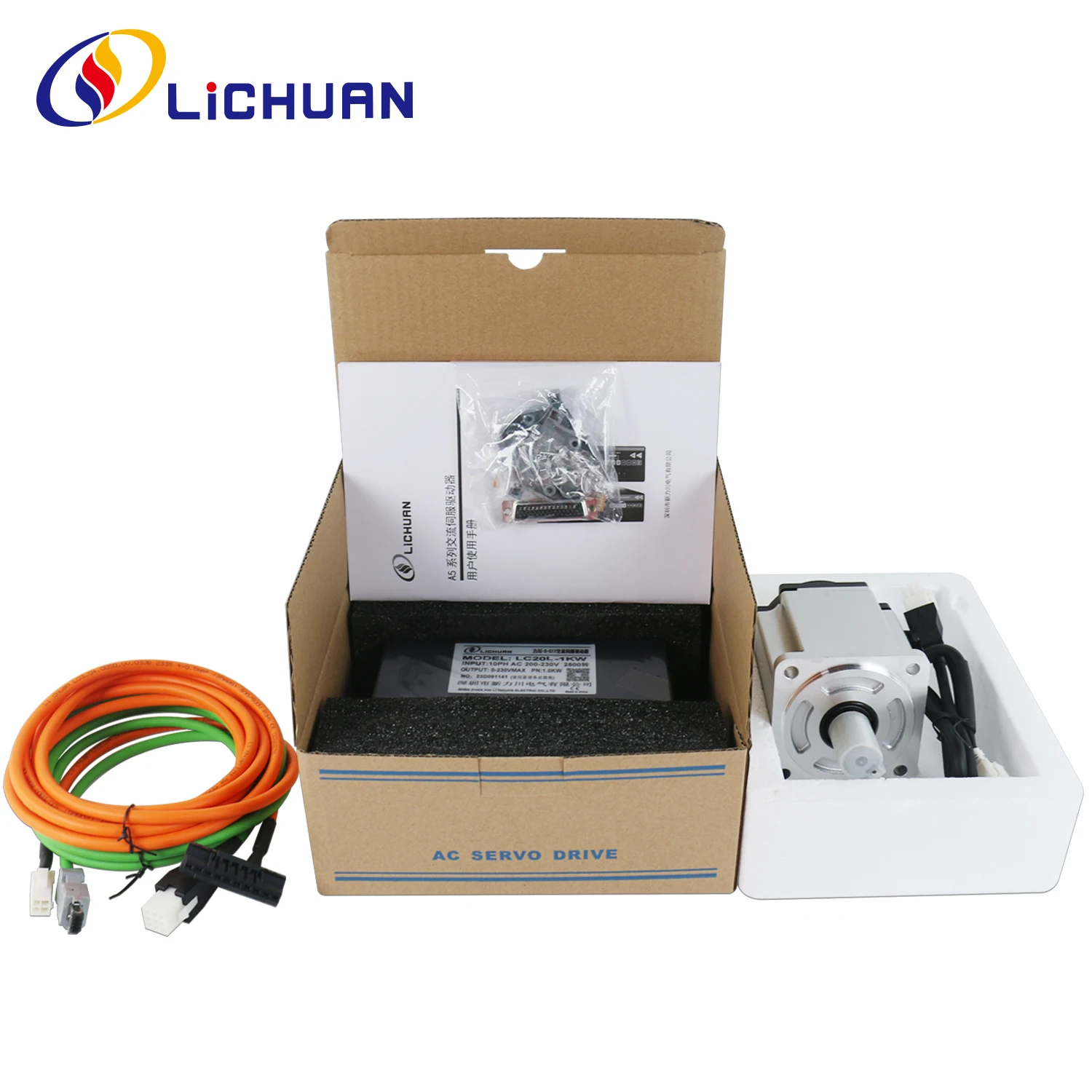 Lichuan 220V 3000RPM A5 200W 400W 600W 750W 1000W AC Servo Motor with Driver AC Servo Motor Drivers Kit for CNC/Robot Machine