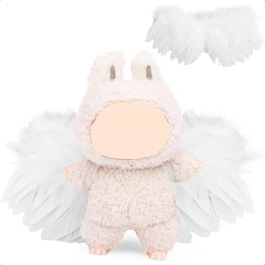 MVOHSMVO-ropa para muñeca de 17cm, conjunto de traje con accesorios divertidos, Compatible con LABUBU, sentado de pie o cualquier ala de muñeca de 17cm y 6,7 pulgadas Wh