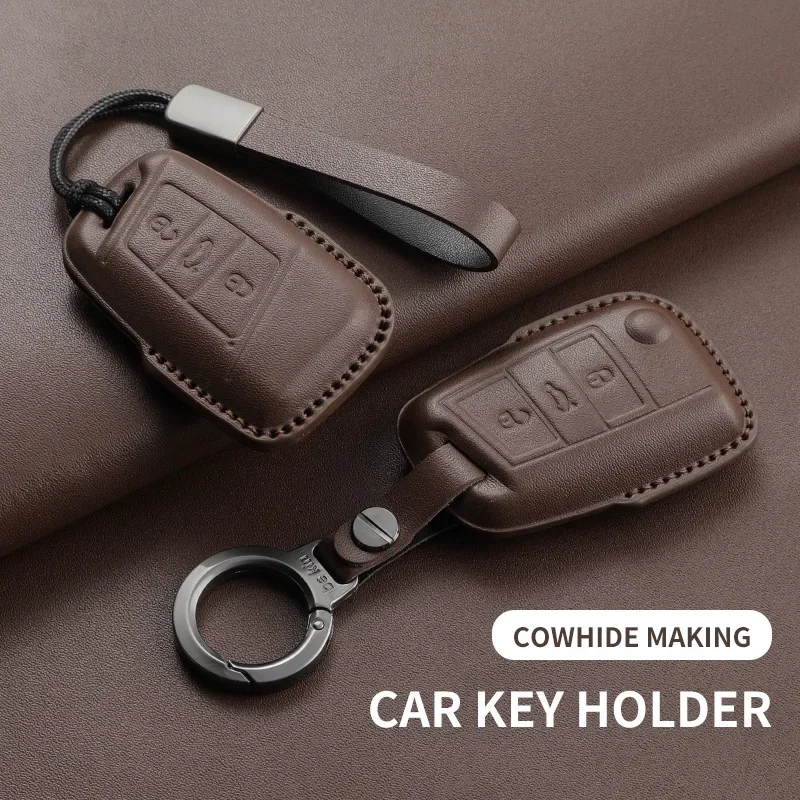 

Leather Car Key Case Covers Shell Fob For Volkswagen VW Polo Golf7 MK7 Tiguan Passat B5 B6 B7 Golf4 5 6 MK6 Jetta Lavida Skoda