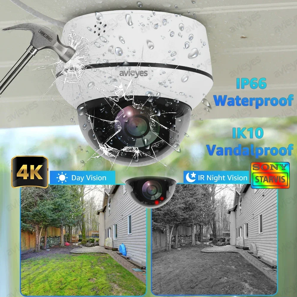 4K 8MP PoE Dome PTZ IP Camera Outdoor Human/Vehicle Detect Auto Tracking Security Cameras 2-way Audio Indoor Wired CCTV Camera