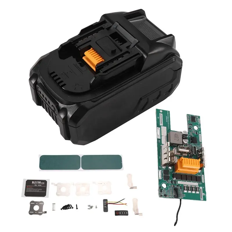 ABGH-For Li- Battery Charging Protection Board 10X21700 Battery Case Kit Type-C+ USB For 21V Power Tools