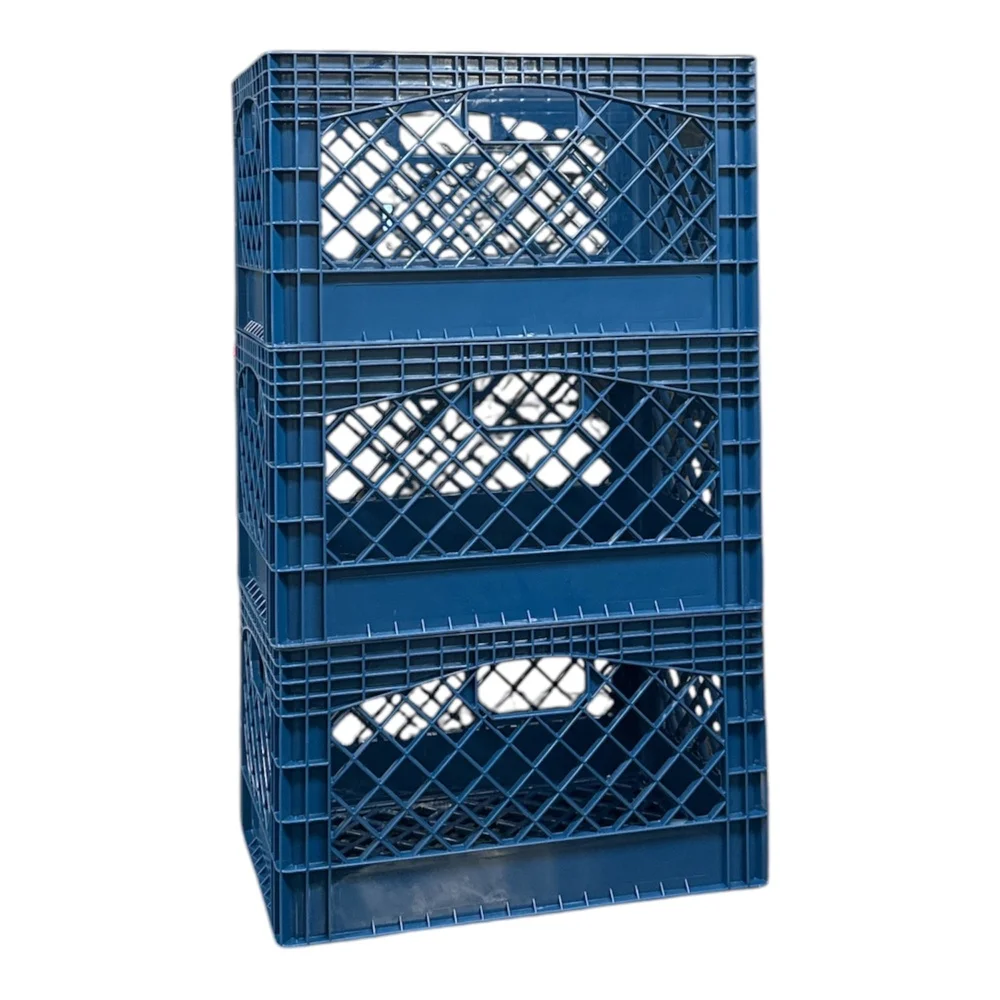 صناديق تخزين صندوق الحليب البلاستيكية شديدة التحمل 24QT، 3 عبوات من منظمات متينة قابلة للتكديس مع مقابض معززة للاستخدام في المرآب المنزلي