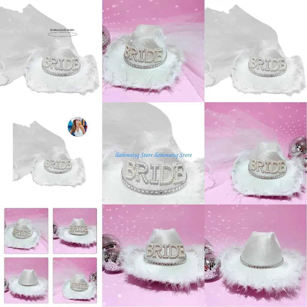 

573B Western Cowboy Hats Carnivals Party Hat Bridal Shower Headwear Stage Photo Hat