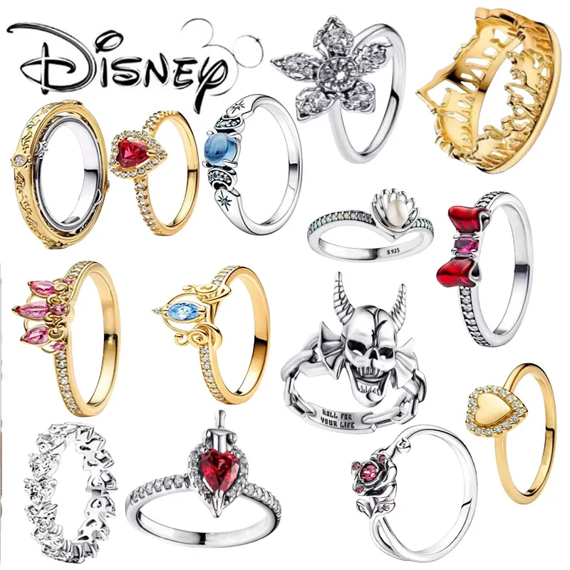 MINISO New Disney Christmas 925 Silver Princess Crown Shell Evil Queen Women's Ring Original Wedding Fashion Jewelry