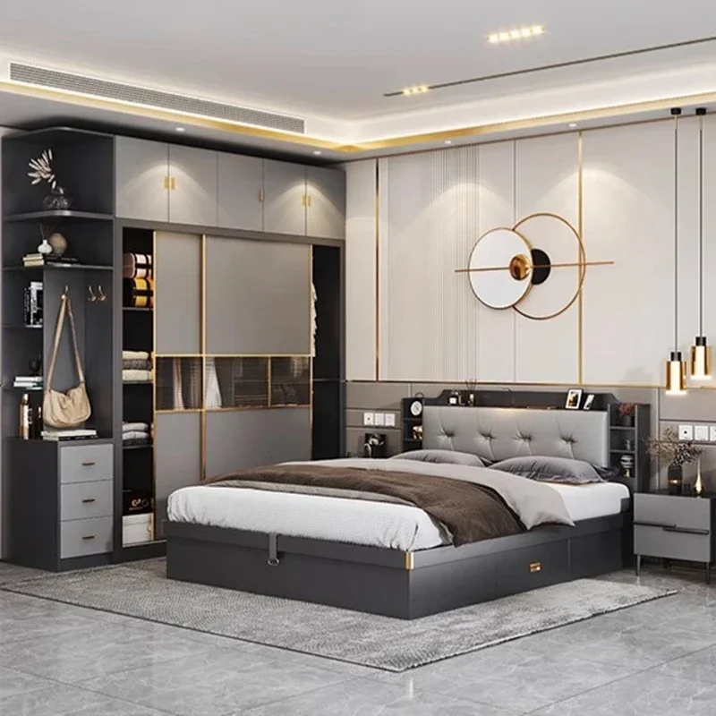 Master Modern Luxury Bed Custom Wooden Designer Sleeping Bedding Bed Bedroom Set Design Muebles Para Dormitorio Nordic Furniture