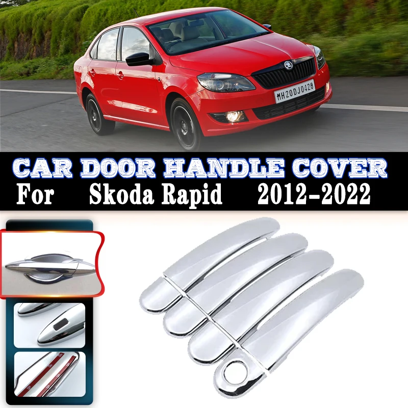 

For Skoda Rapid Accessories 2012~2022 Car Anti-rust Door Handles Covers Exterior Scratch Protective Decor Luxury Car Accessories