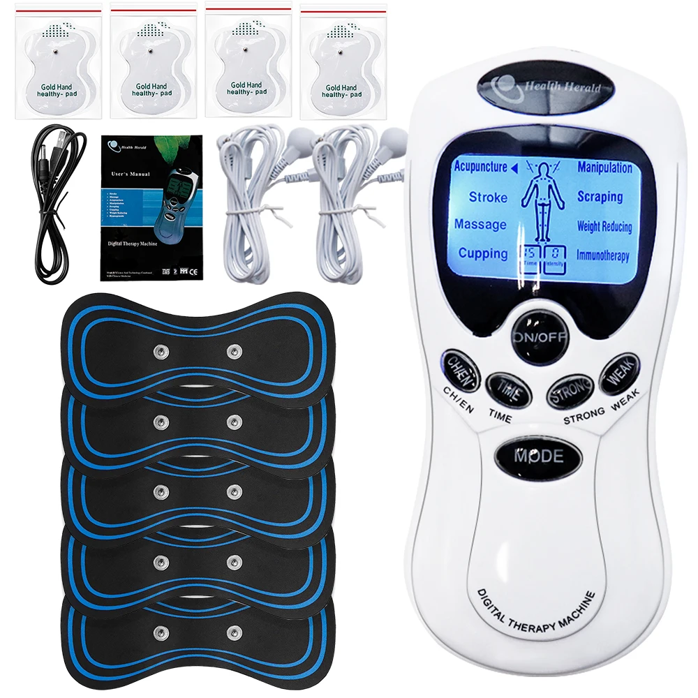 Tens EMS Muscle Stimulator 8 Modes Digital Physiotherapy Massage Machine with Neck Massage Hydrogel Pad Body Relaxation Massager