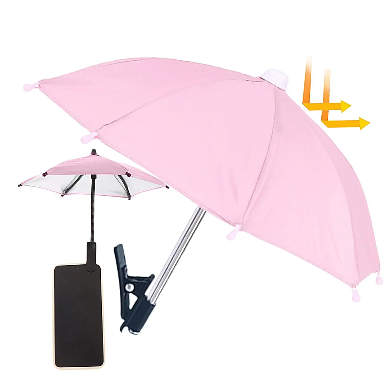 Handy-Schirm mit UV-Schutz und Clip, Antireflex-Regenschirm für Mobiltelefone, Zubehör für Reisen und Camping
